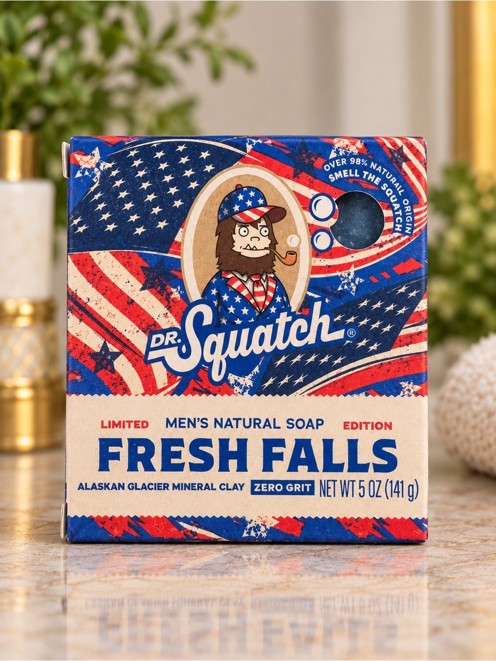 Dr. Squatch Fresh Falls Americana Limited Edition 5 oz Bar Soap Zero Grit